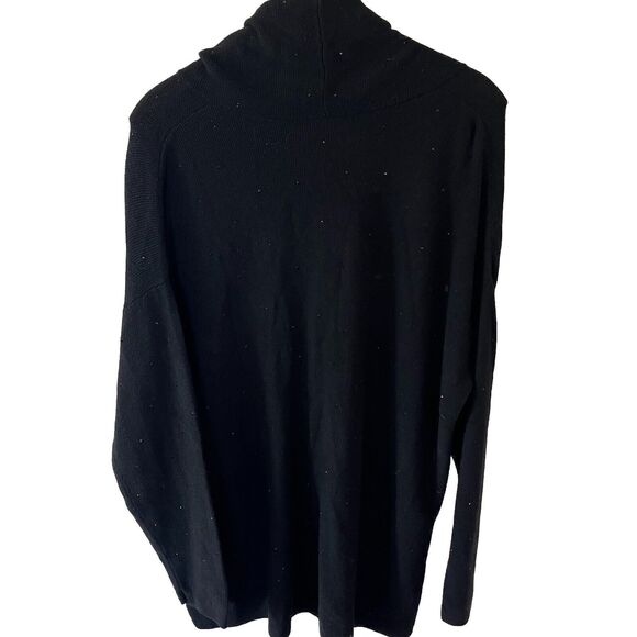 J. Jill Women’s 1X Wool Blend Knit Long Sleeve Cowl Neck Sweater Black Sequins - Picture 2 of 6